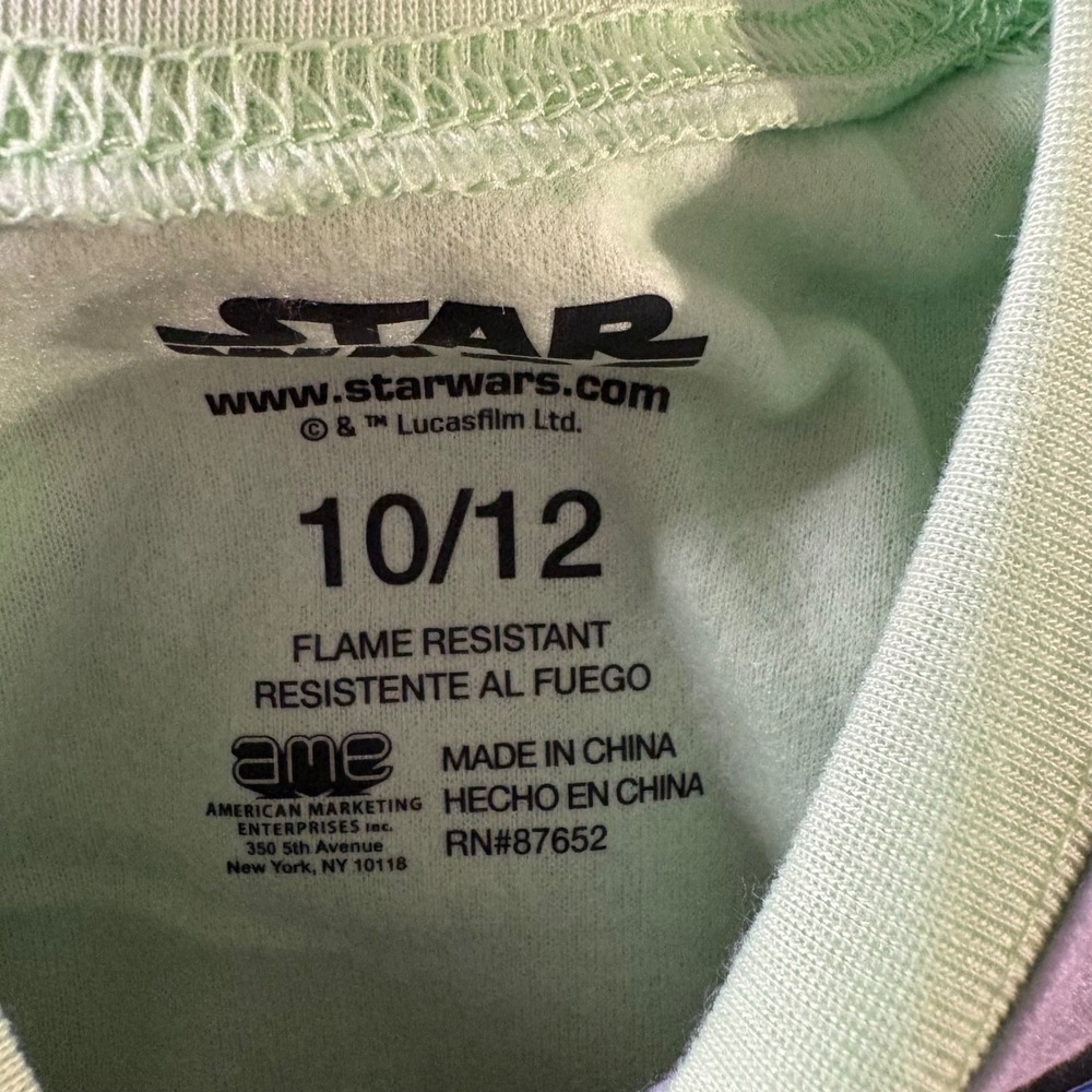 Star Wars Mandalorian PJ Set Boys Size L 10/12 Green New Grogu The Child‎ - Picture 3 of 9